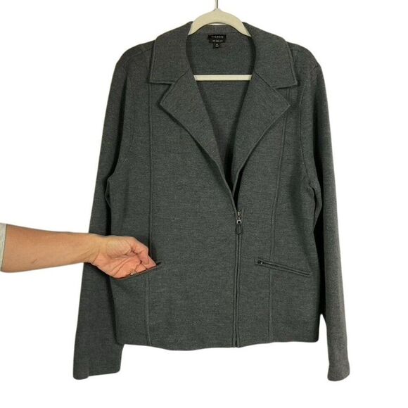 Talbots Merino Wool Zip-up Sweater/Jacket, Women's XL, Charcoal Gray - Picture 2 of 8